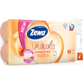 Zewa Deluxe Cashmere Peach 3vrstvý toaletní papír, 8 rolí, 19,3 m role