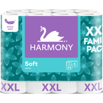 Harmony Soft Family Pack 3vrstvý toaletní papír, 24 rolí, 15,7 m role