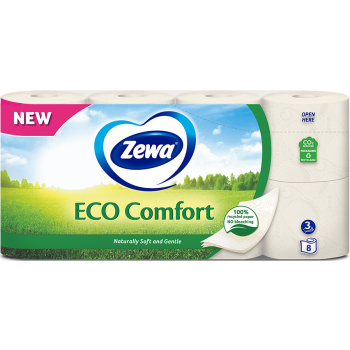 Zewa ECO Comfort 3vrstvý toaletní papír,8 rolí, 19,3 m role