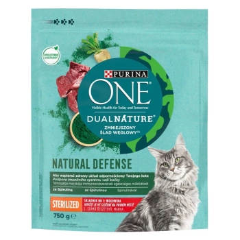 Purina ONE Dual Nature Sterilised granule pro kočky se spirulinou a hovězím 750g