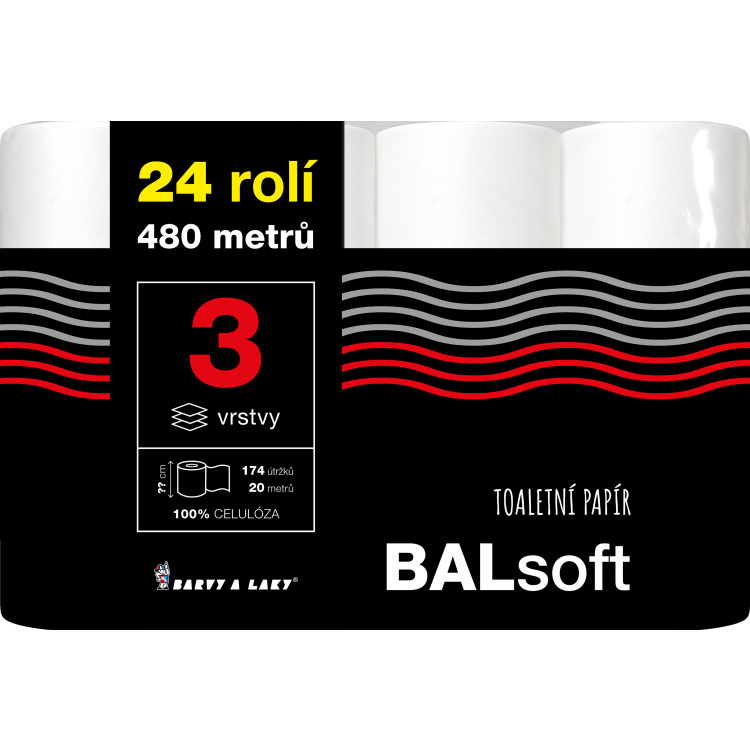 BALsoft 3vrstvý toaletní papír, 24 rolí, 20 m role
