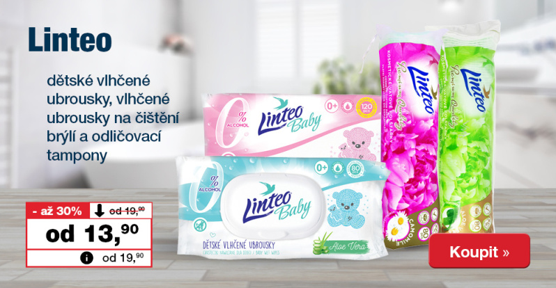 Linteo&nbsp;dětské ubrousky, odličovací tampony a další.